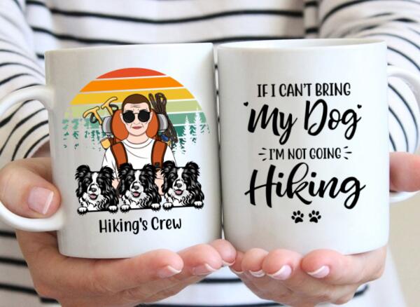 Personalized Mug, Woman Hiking And Dogs, Gifts For Dog Lovers