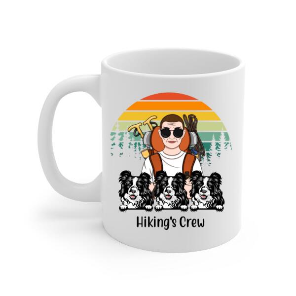 Personalized Mug, Woman Hiking And Dogs, Gifts For Dog Lovers