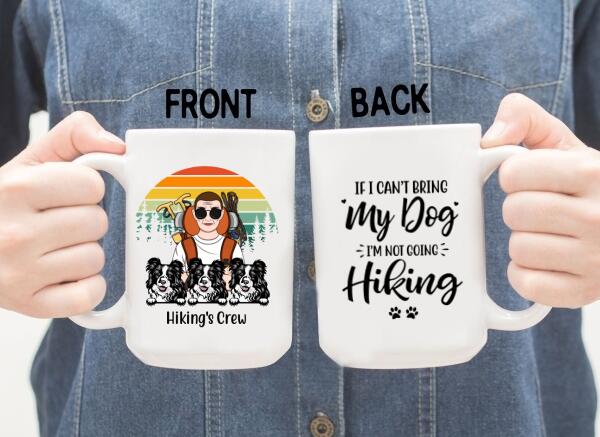 Personalized Mug, Woman Hiking And Dogs, Gifts For Dog Lovers