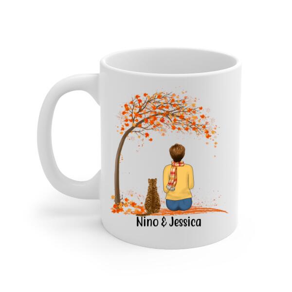 Personalized Mug, A Girl Who Loves Fall And Cats, Fall Gift For Cat Lovers