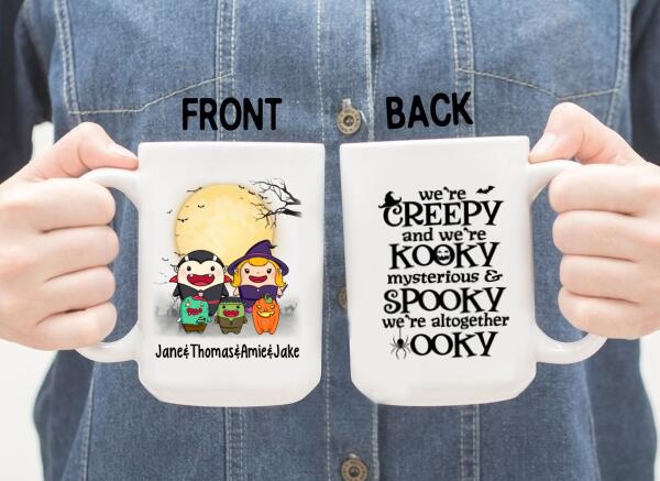 Personalized Mug, Spooky Family, Cute Halloween Icon, Gifts For Halloween Family