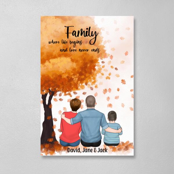 Personalized Canvas, Family Sitting Together, Gift for Family