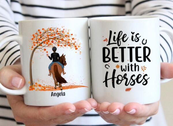 Personalized Mug, Up To 3 Girls, Life Is Better With Horses - Fall Gift, Gift For Horse Lovers, Sisters And Best Friends