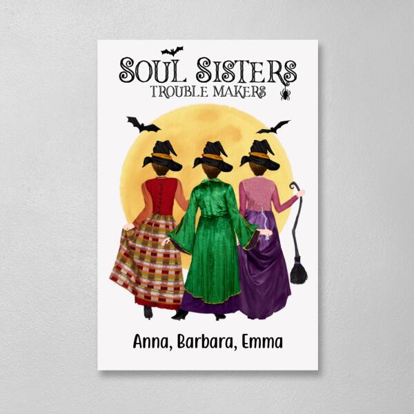 Personalized Canvas, Witches Squad - Halloween Gift, Gift For Sisters, Best Friends