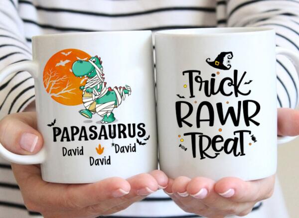 Personalized Mug, Papasaurus, Halloween Father, Gifts For Halloween Family, Gifts For Father