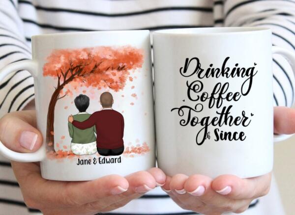 Drinking Coffee Together Since - Anniversary Personalized Gifts Custom Mug for Dad for Mom