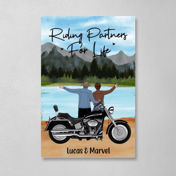 Personalized Canvas, Riding Partners For Life, Gift For Motorcycle Lovers