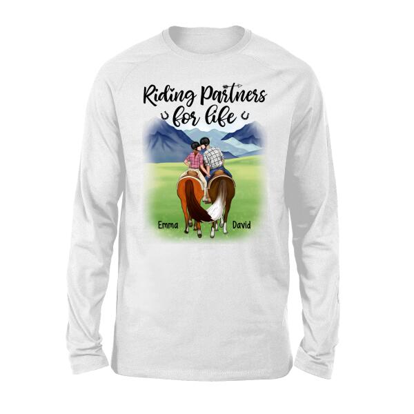 Personalized Shirt, Horseback Riding Couple Holding Hand, Gift For Horse Lovers