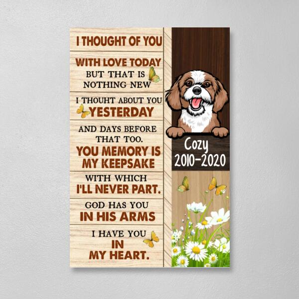 Personalized Canvas, I Thought Of You, Memorial Gift for Dog Loss, Gift for Dog Lover