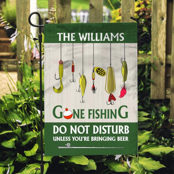 Personalized Garden Flag, Fishing Lure Family, Gift for Family, Fishing Lovers