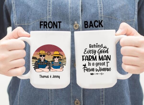 Personalized Mug, Farming Couple, Old Farmers, Gifts For Farmers