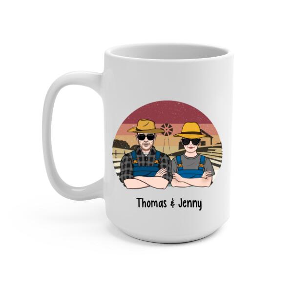 Personalized Mug, Farming Couple, Old Farmers, Gifts For Farmers