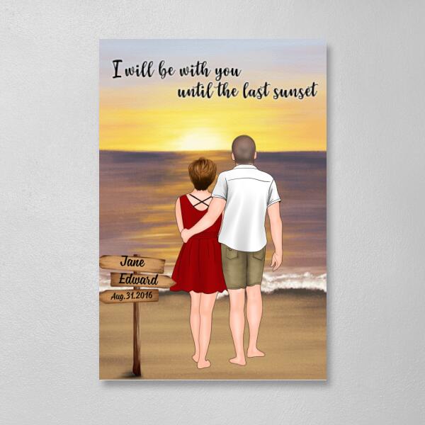 Personalized Canvas, Coupe On Beach Sunset, Gift for Anniversary & Couple, Gift for Him, Gift for Her