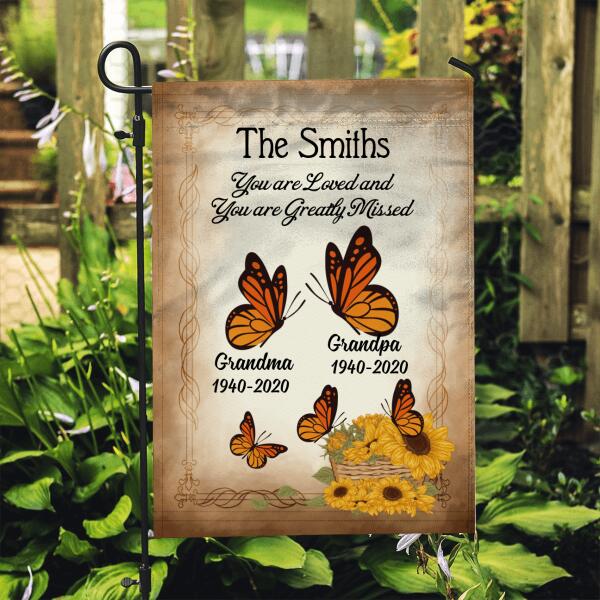 Personalized Garden Flag, Butterfly Family, Memorial Gift for Family