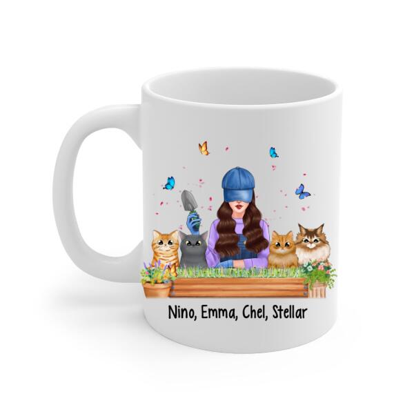 Personalized Mug, I Just Want To Work In My Garden And Hang Out With My Cats, Gift For Gardeners And Cat Lovers