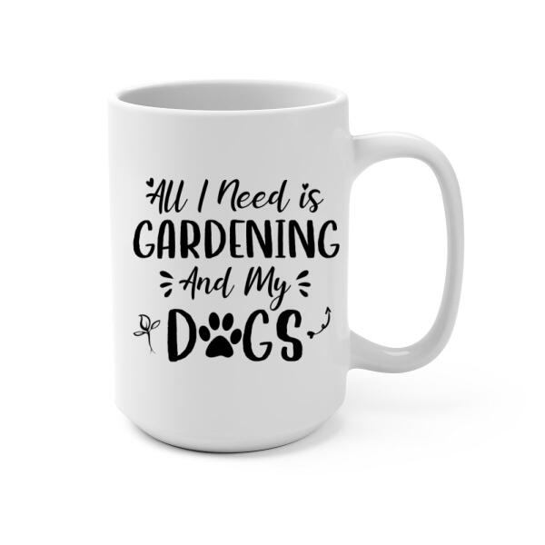 Personalized Mug, Garden Girl And Dogs, Gift For Gardeners And Dog Lovers