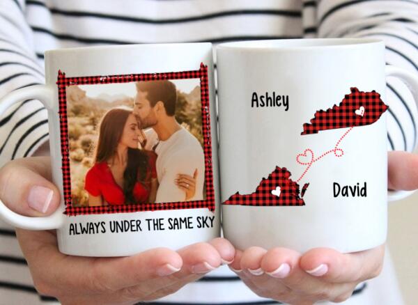 Personalized Mug, Always Under The Same Sky, Photo Upload Gifts, Custom Long Distance Relationship Gift