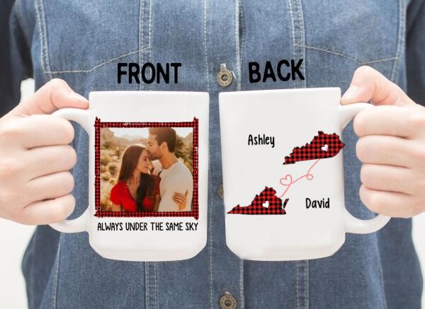 Personalized Mug, Always Under The Same Sky, Photo Upload Gifts, Custom Long Distance Relationship Gift