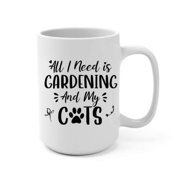 Personalized Mug, A Girl Gardening With Cats, Gift For Gardeners And Cat Lovers