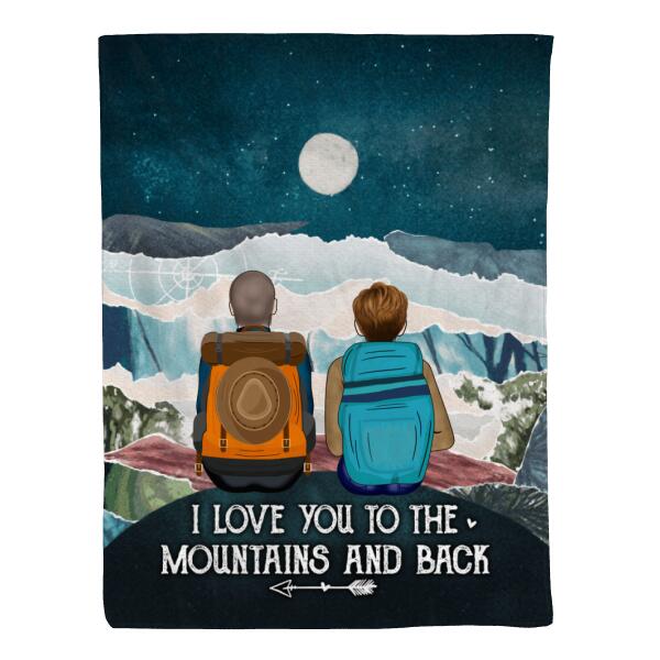 Personalized Blanket, Hiking Couple On Top Of Mountain, Gifts For Hiking Lovers