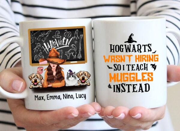 Personalized Mug, You Can't Scare Me I'm A Teacher - Halloween Gift, Gift For Teachers And Dog Lovers, Cat Lovers