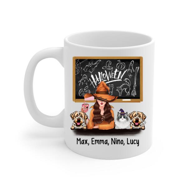 Personalized Mug, You Can't Scare Me I'm A Teacher - Halloween Gift, Gift For Teachers And Dog Lovers, Cat Lovers