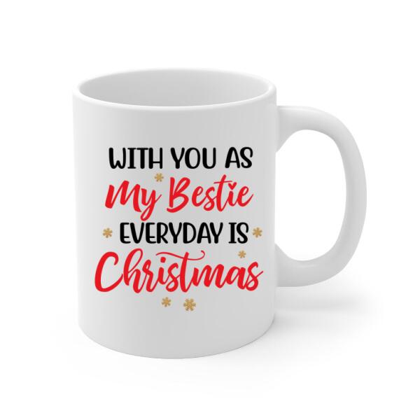 Personalized Mug, Besties Drinking Inside Car For Christmas, Christmas Gift for Besties, Sisters, Best Friends