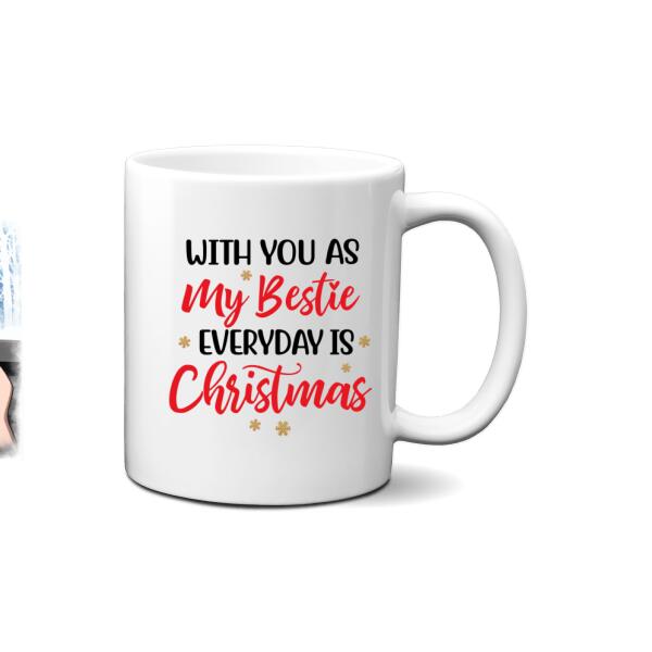 Personalized Mug, Besties Drinking Inside Car For Christmas, Christmas Gift for Besties, Sisters, Best Friends