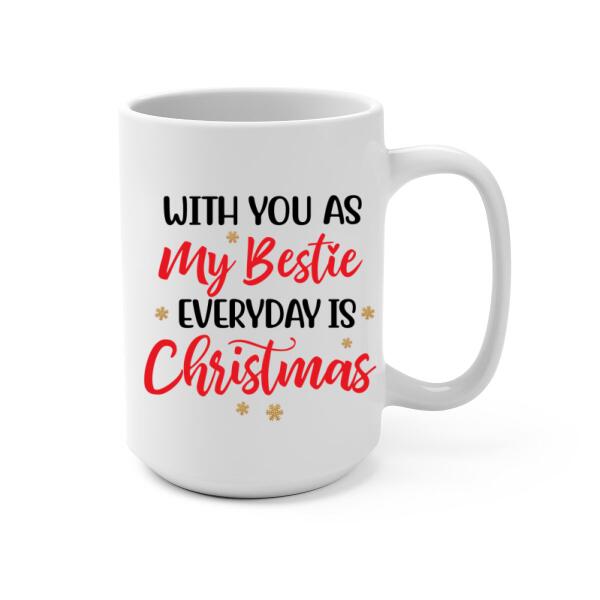 Personalized Mug, Besties Drinking Inside Car For Christmas, Christmas Gift for Besties, Sisters, Best Friends