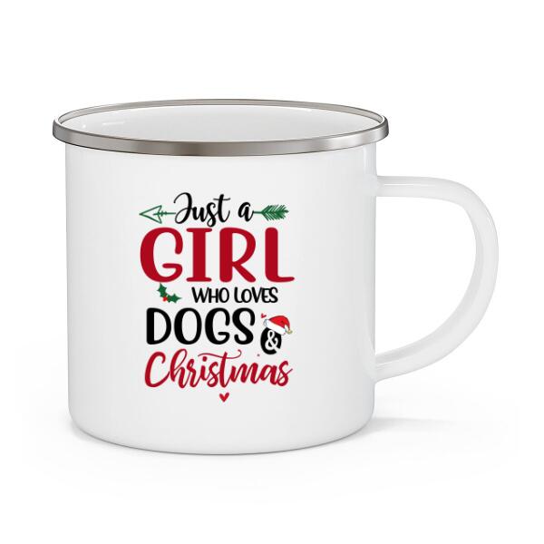 Personalized Mug, Christmas Girl And Dogs, Gift For Dog Lovers