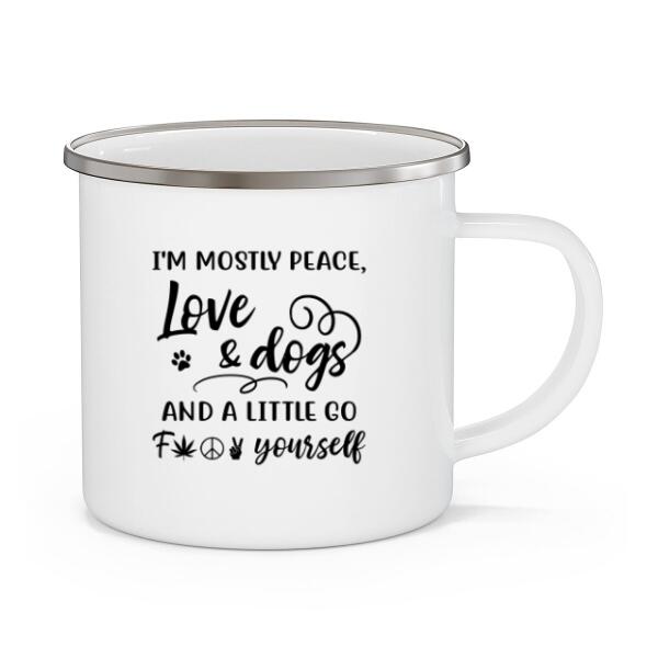 Personalized Mug, Hippie Girl with Dogs On The Beach, Gifts For Hippie and Dog Lovers