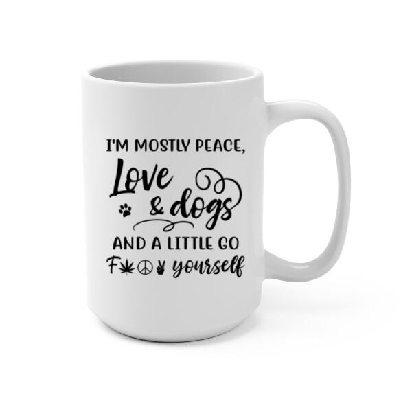 Personalized Mug, Hippie Girl with Dogs On The Beach, Gifts For Hippie and Dog Lovers