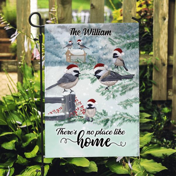 Personalized Garden Flag, There's No Place Like Home, Bird Family, Gift for Family, Christmas Gift