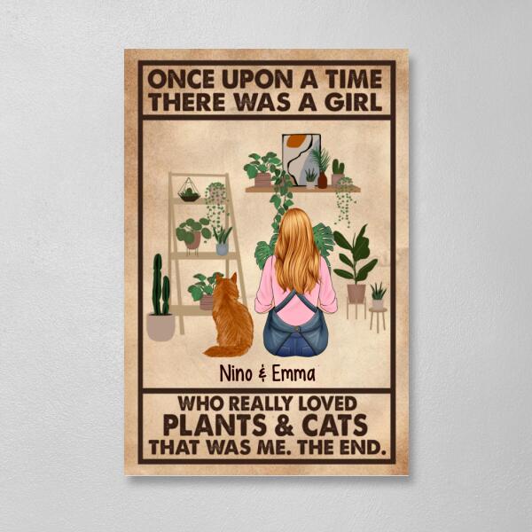 Personalized Canvas, A Girl Who Really Loved Plants And Cats, Gift For Gardeners And Cat Lovers