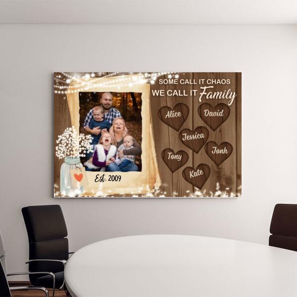 Personalized Canvas, Some Call It Chaos, We Call It Family, Gift for Family, Anniversary Gift, Photo Upload Gift