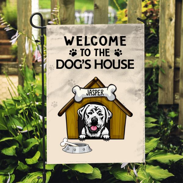 Personalized Garden Flag, Welcome To The Dog's House, Gift For Dog Lovers