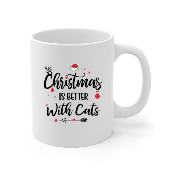 Personalized Mug, Christmas Man And Cats, Gift For Cat Lovers