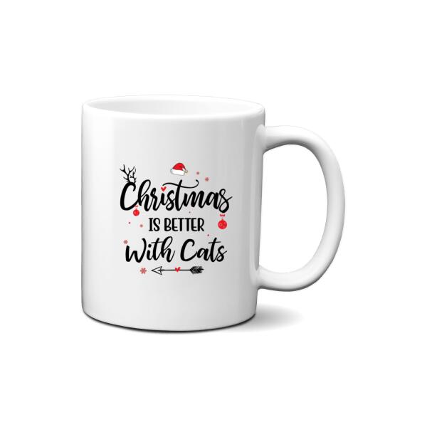Personalized Mug, Christmas Man And Cats, Gift For Cat Lovers