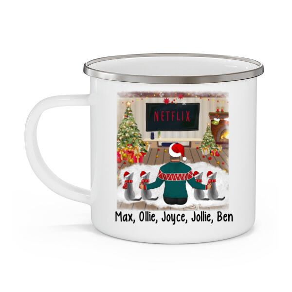 Personalized Mug, Christmas Man And Cats, Gift For Cat Lovers