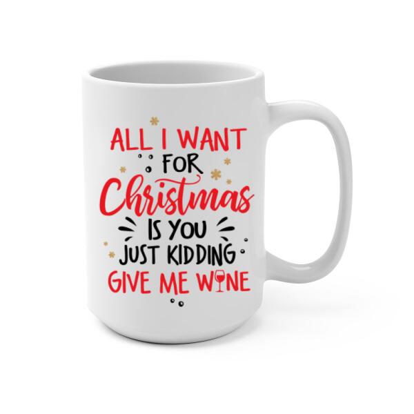 Personalized Mug, Pour Me Some Holiday Cheer, Girl Drinking Christmas Theme, Christmas Gift For Wine Lovers