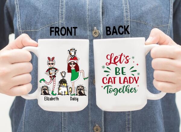 Personalized Mug, Christmas Crazy Cat Ladies, Christmas Gift For Cat Lovers