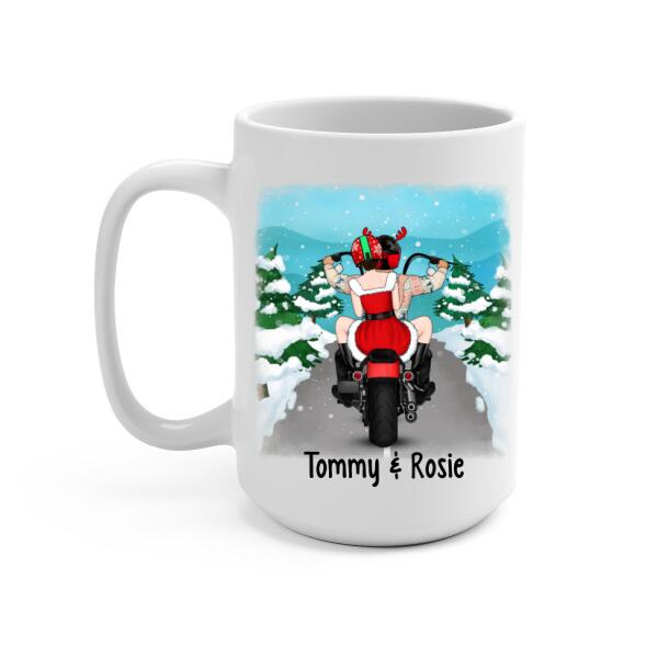 Personalized Mug, Christmas Motorcycle Couple, Christmas Gift For Motorcycle Lovers