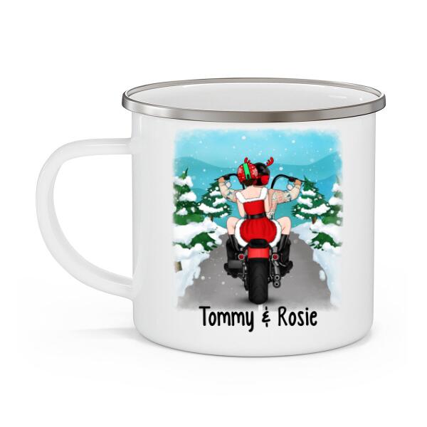 Personalized Mug, Christmas Motorcycle Couple, Christmas Gift For Motorcycle Lovers