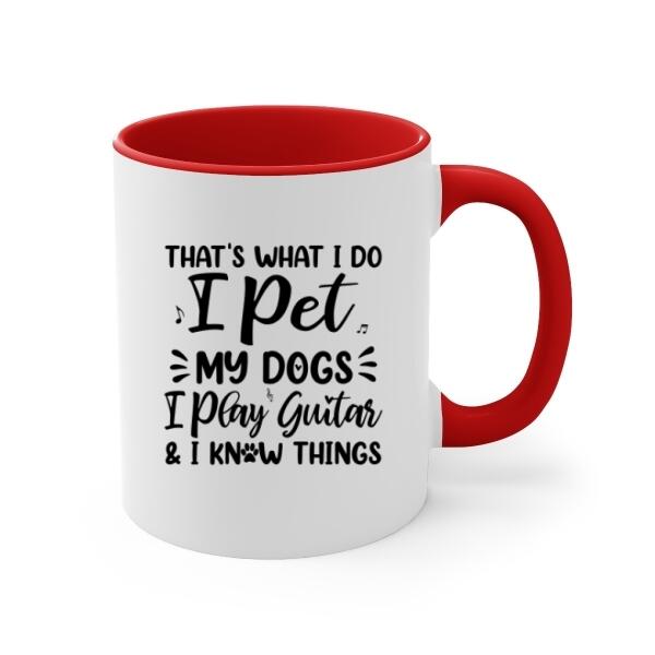 Personalized Mug, A Girl Playing Guitar With Dogs, Gift For Guitar And Dog Lovers