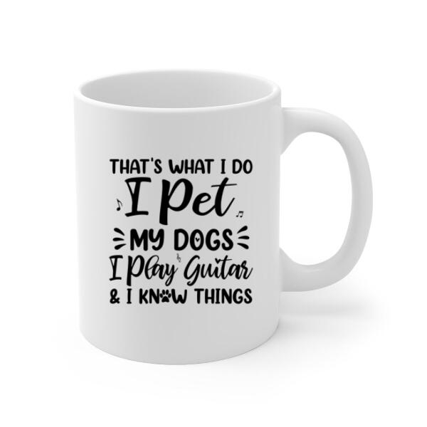 Personalized Mug, A Man Playing Guitar With Dogs, Gift For Guitar And Dog Lovers