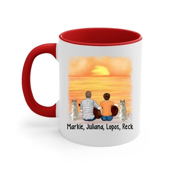 Personalized Mug, Guitar Couple With Dogs, Gift For Guitar And Dog Lovers