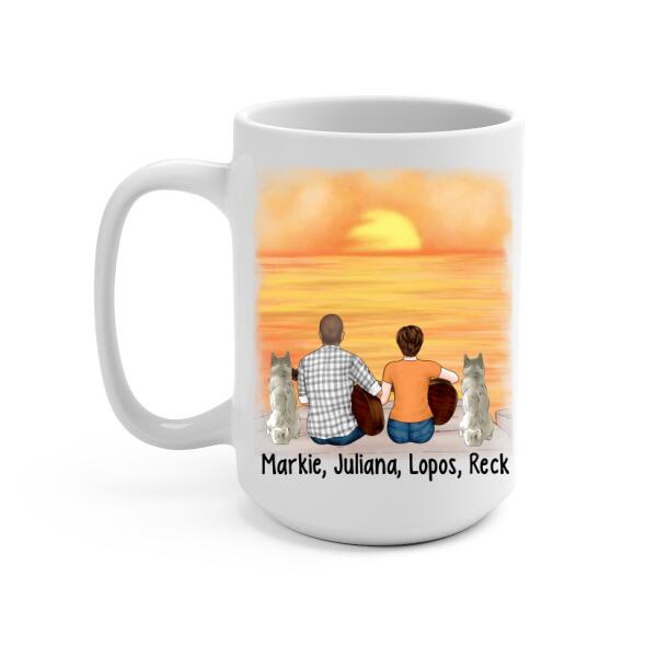 Personalized Mug, Guitar Couple With Dogs, Gift For Guitar And Dog Lovers