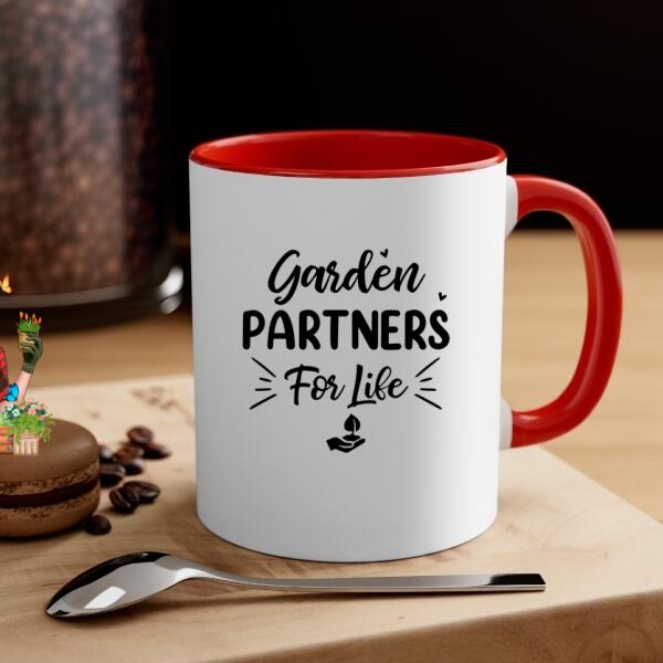 Personalized Mug, Up To 4 Girls, Garden Partners For Life, Gift For Gardeners, Sisters And Best Friends