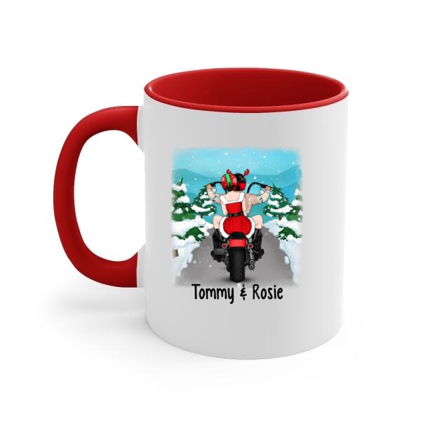 Personalized Mug, Christmas Motorcycle Couple, Christmas Gift For Motorcycle Lovers