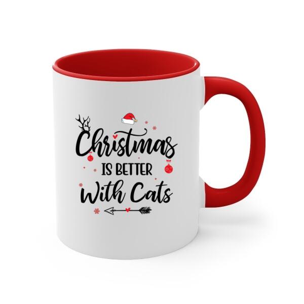 Personalized Mug, Christmas Man And Cats, Gift For Cat Lovers